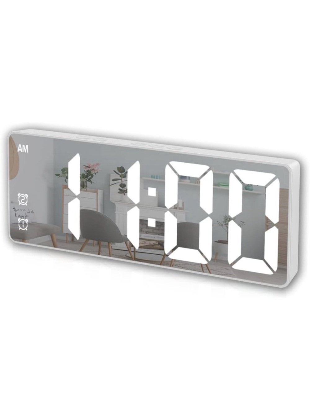 Modern White LED Mirror Digital Clock